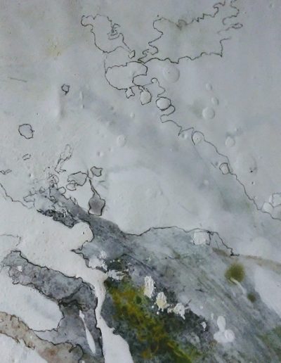 Jude Nixon, Sea Drawing panel, 30cmx20cm, Plaster and pigment.