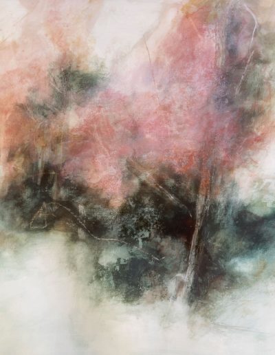 'Pink Haze', Pigment, gesso and size on cradled board, 80cm x 80cm